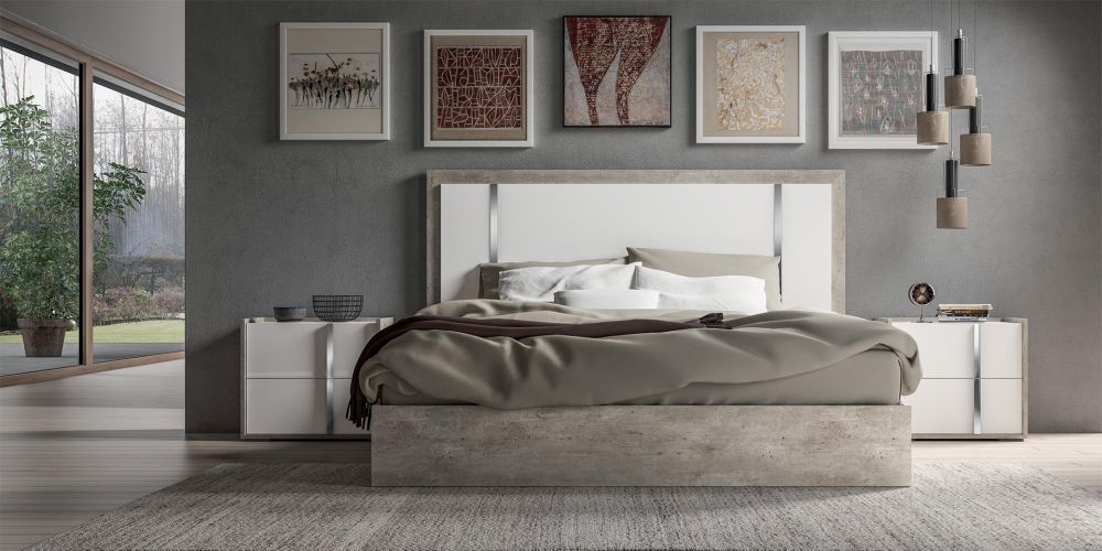 Product photograph of Modern Treviso White Italian Bed - Sizes Available from Choice Furniture Superstore.